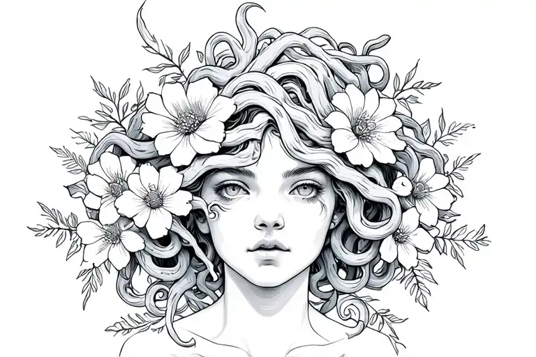 Medusa With Flowers