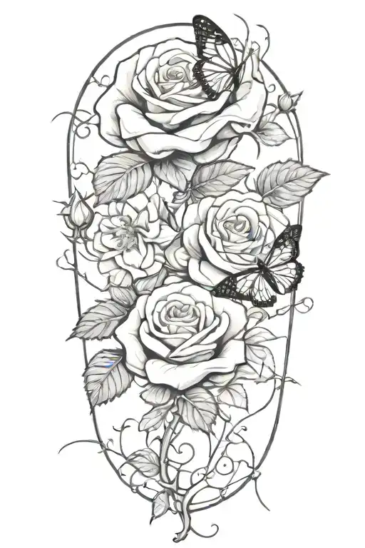 A Wilting Rose With A Butterfly On It And Vines Coming Out Of It