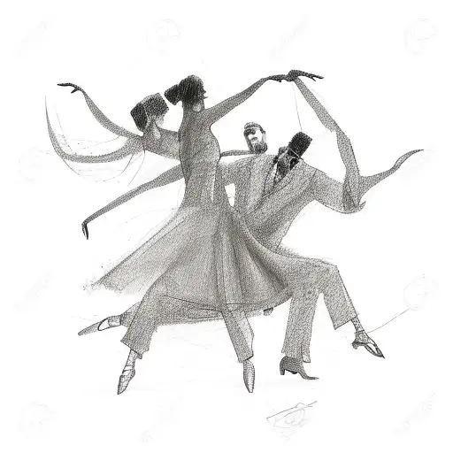 Abstract Sketch Of Tango Dancers Entwined