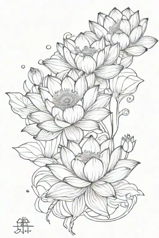 Lotus Flowers Intertwined