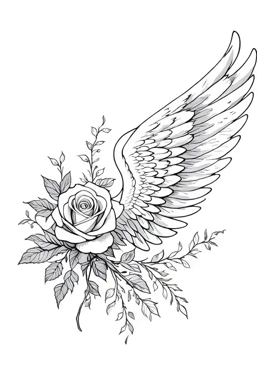 Faling And Rose And Angel Wing