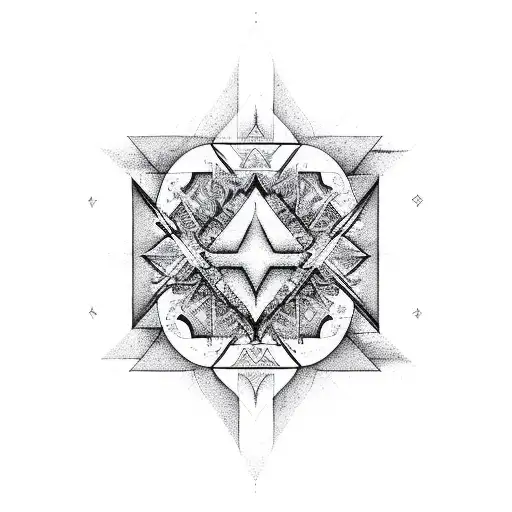 A Stylized Mountain Range With Sacred Geometry Patterns Incorporated