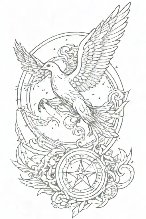 Sagittarius Sign And Dove Flying Away