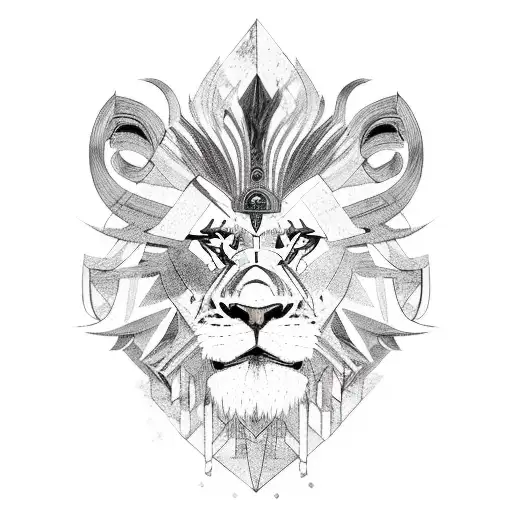 Portrait Of A Fierce Ancient Warrior With Lion-like Attributes