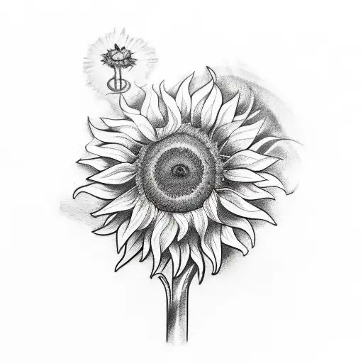 A Whimsical Sketch-style Tattoo Of A Sunflower Growing Out Of A Stethoscope