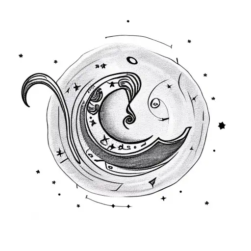 A Coffee Cup With A Crescent Moon And Stars Pouring Out As Musical Notes
