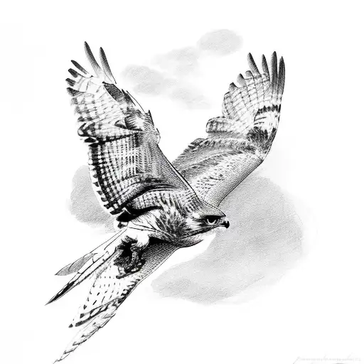 Flying Red Tailed Hawk