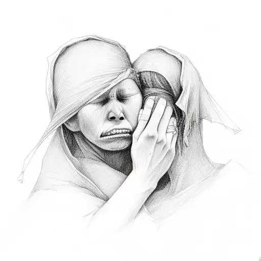 Sorrowful Mother Shedding A Tear After Losing Her Son