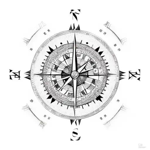 Norse Compass With Japanese Dragon
