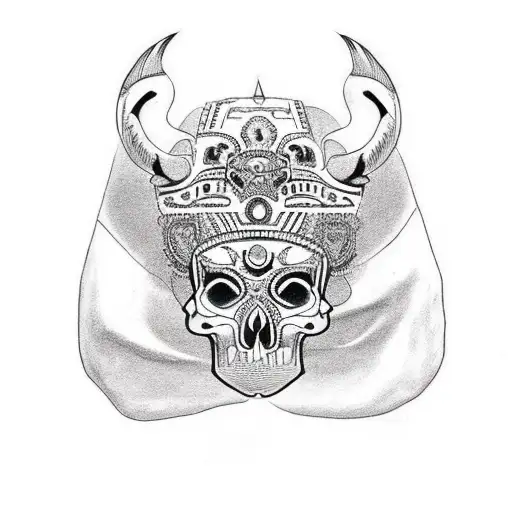 Aztec Skull With Jaguar