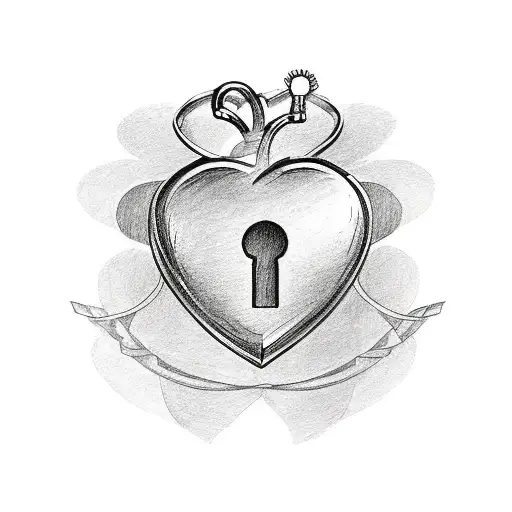 A Tattoo Of A Heart-shaped Lock With The Names Of Your Son And Wife Engraved On It
