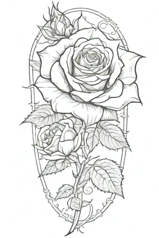 Rose With Spiked Vines And Planest In The Background