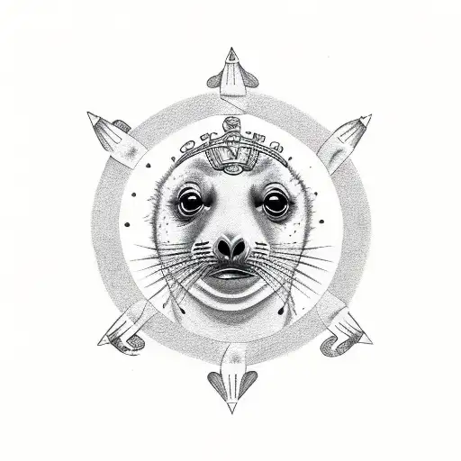 Circus Seal Pup In A Ring Of Fire