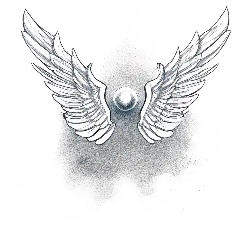 Flying Up Man Angel With A Trail Behind And Wings