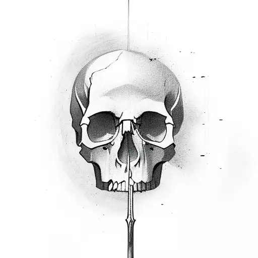 One Vertical Spear Going Through A Skull