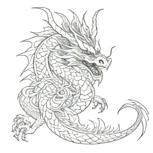 Tribal Dragon With Japanese Style