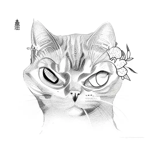 Cat With Flowers