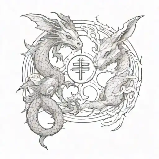 Dragon And Rabbit In The Form Of A Yin Symbol