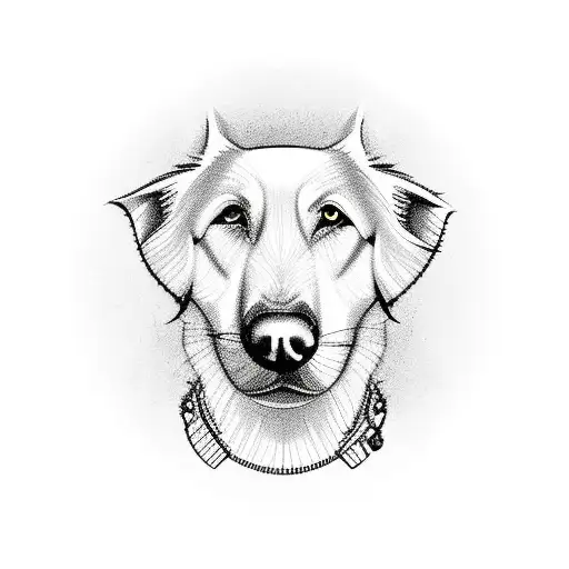 White Swiss Shepherd With A Ball In Cartoon Style