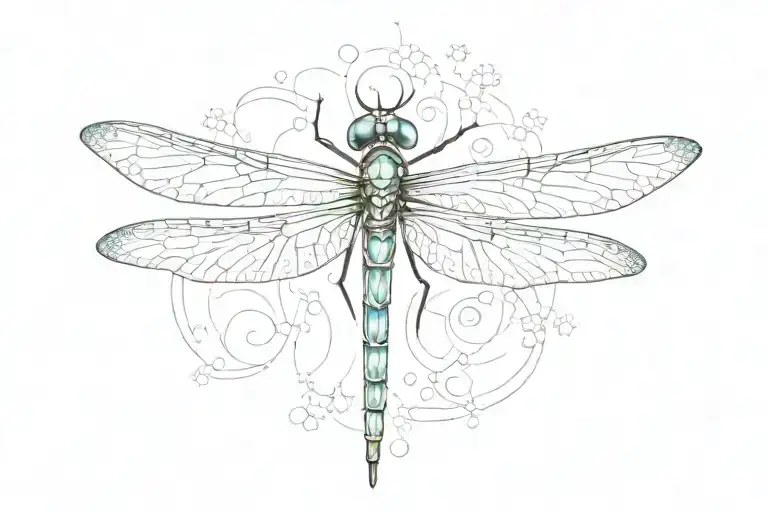 Fine Line Dragonfly With Sparkles