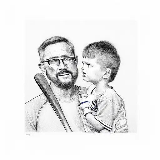 Father And Son At A Mets Game From The Row Behind