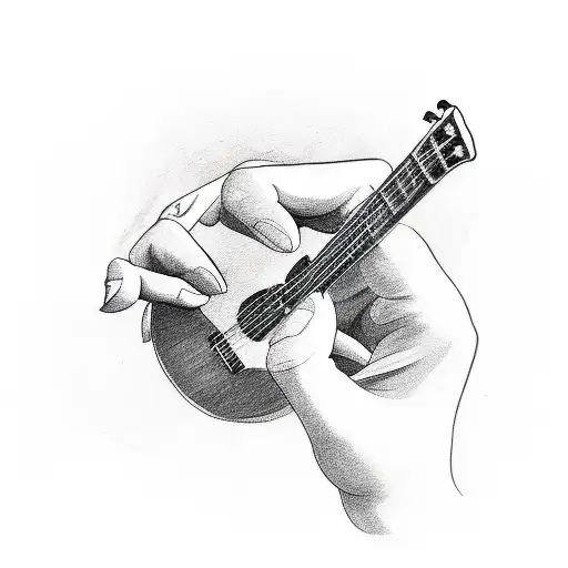 A Caring Hand Holding A Guitar Pick