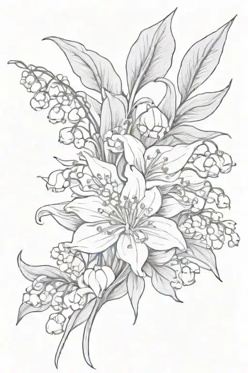 Lily Of The Valley And Tulips Black And Grey