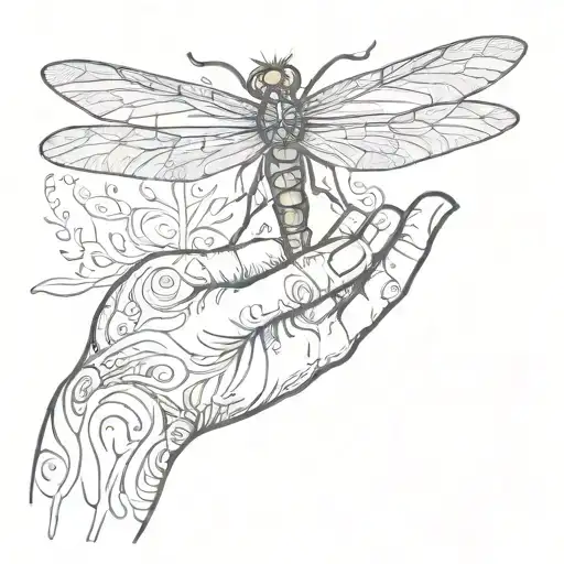 Outreached Hand With Dragonfly Perched