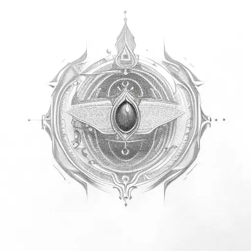 Black Oval With Gothic Patterns