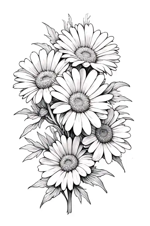 Delphimium Flowers Intertwined Within Daisy Flower