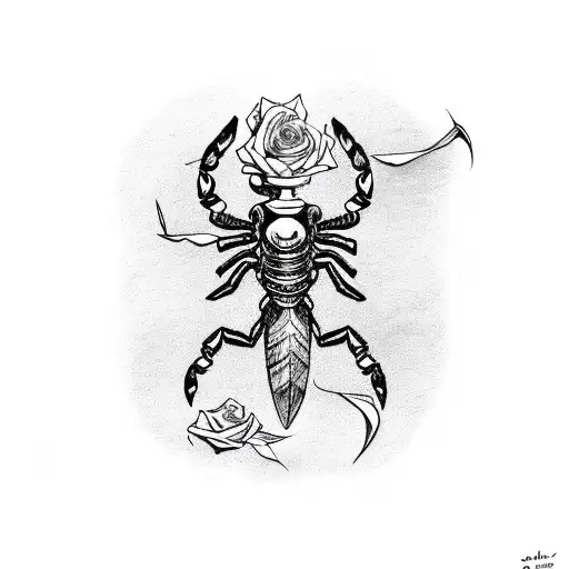 Scorpion With Rose And Gun