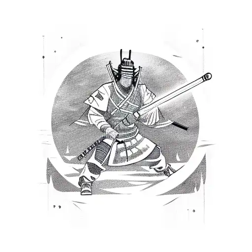 Samurai Warrior Battling A Fish With A Lightsaber