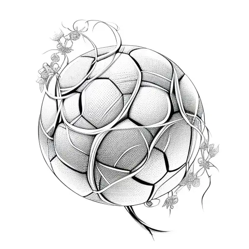 A Soccer Ball Entwined With Blooming Flowers And Vines