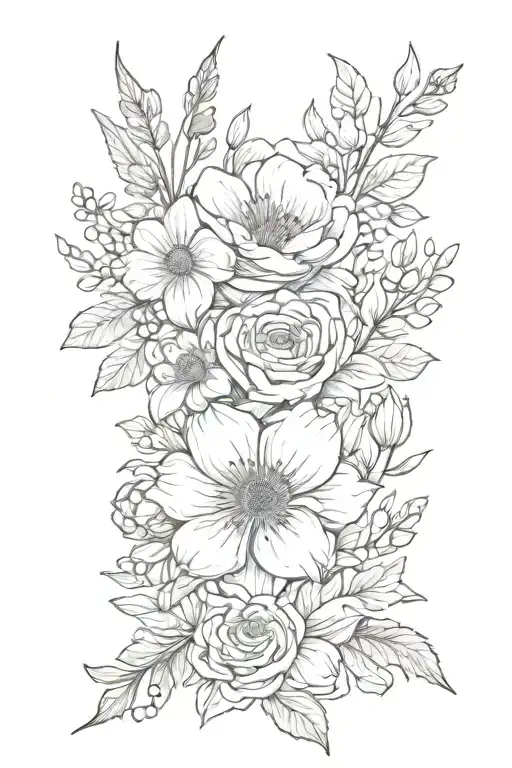 Birth Flower Tattoo Of February March April December Flower Bouquet