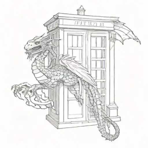 Dragon Wrapped Around An English Phonebooth