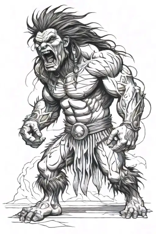 Native American Chief Hulk Monster Roaring Full Body