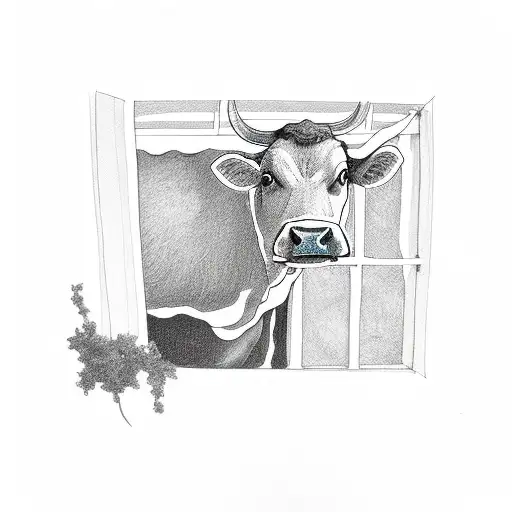A Cow Flying Past A Window When Looking Out