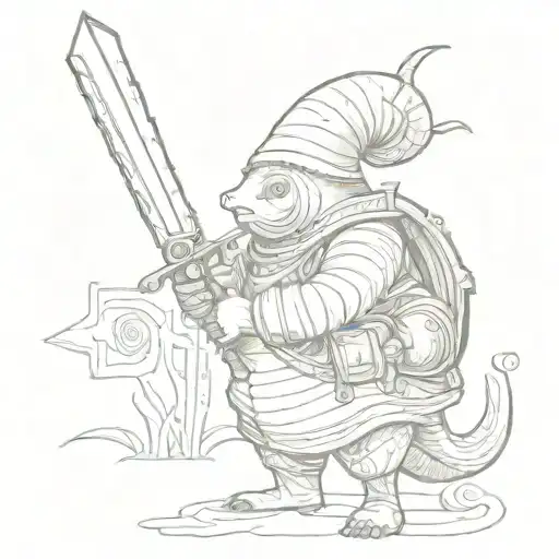 Snail Soldier Holding A Sword