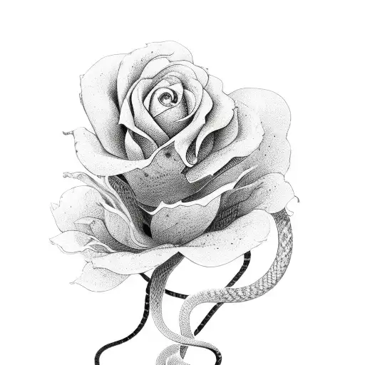 Red Snake With Black Flower