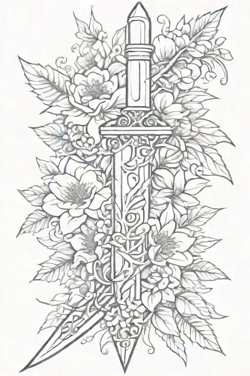 Kunai Dagger Flowers Surrounded