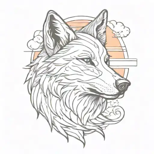 Wolf With Sunset Background