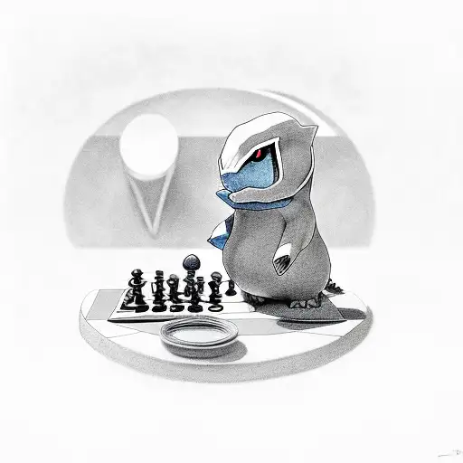 Totodile And Cyndaquil Playing Chess