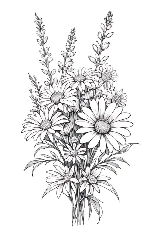 Daisy And Delphinium Flower Bouquet