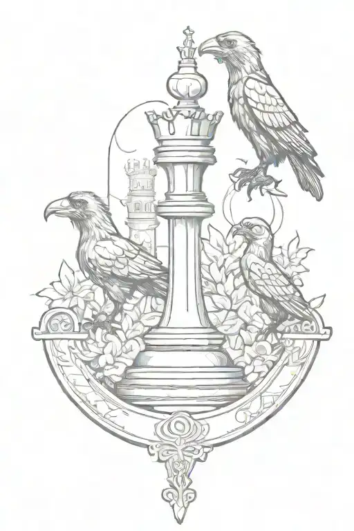 Rooker Family Crest With Chess Castle Piece With 6 Crows On A Celtic Cross