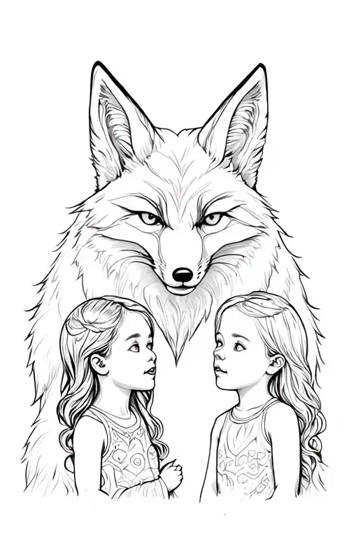 A Strong Fox Protects Two Children