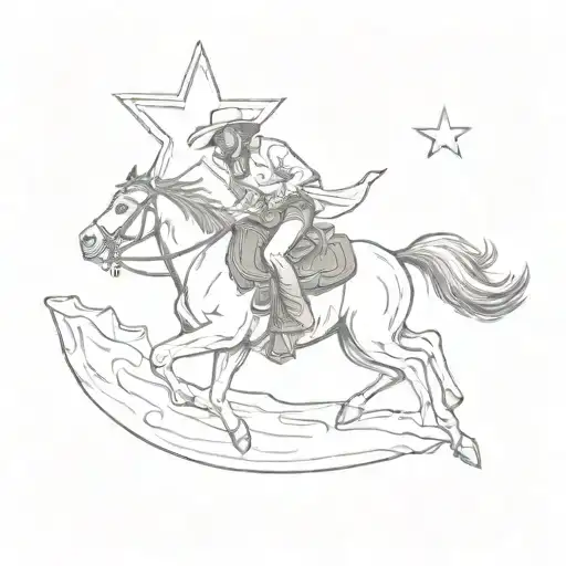 Cowboy Riding A Pony Backwards Flipping A Star Shaped Pancake In The Air