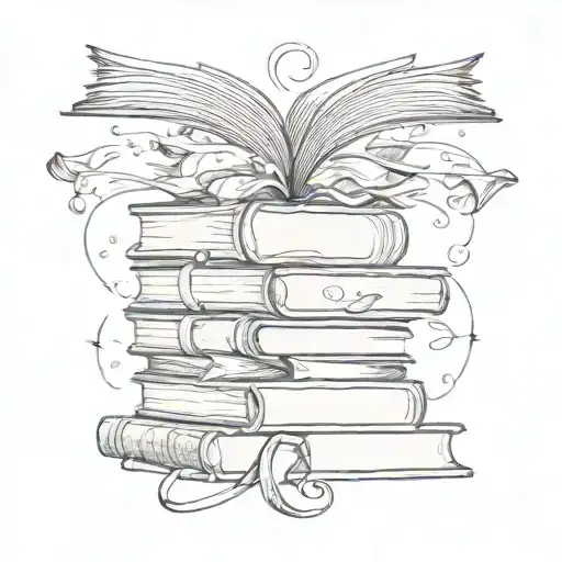 Stacked Books Flying