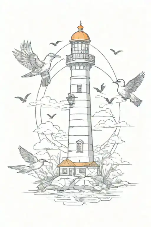 Lighthouse And Birds