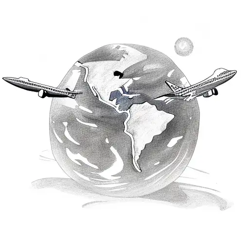 Planet Earth With Plane