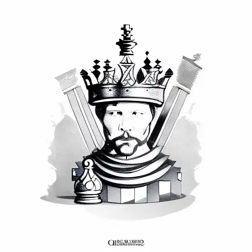 Chessboard Faded Out Into Back Ground Queen Chess Piece Up Front Pawns Around